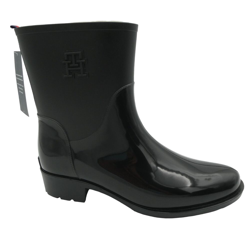 New Tommy Hilfiger Women's US Size 11 Kippa Black Rain Boots Waterproof Mid-Calf